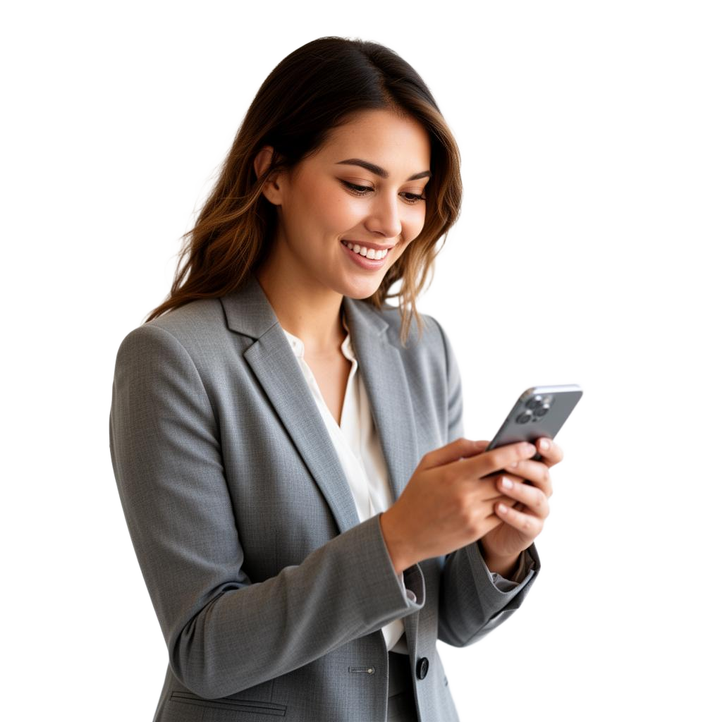 Profissional usando o breeFlow no celular